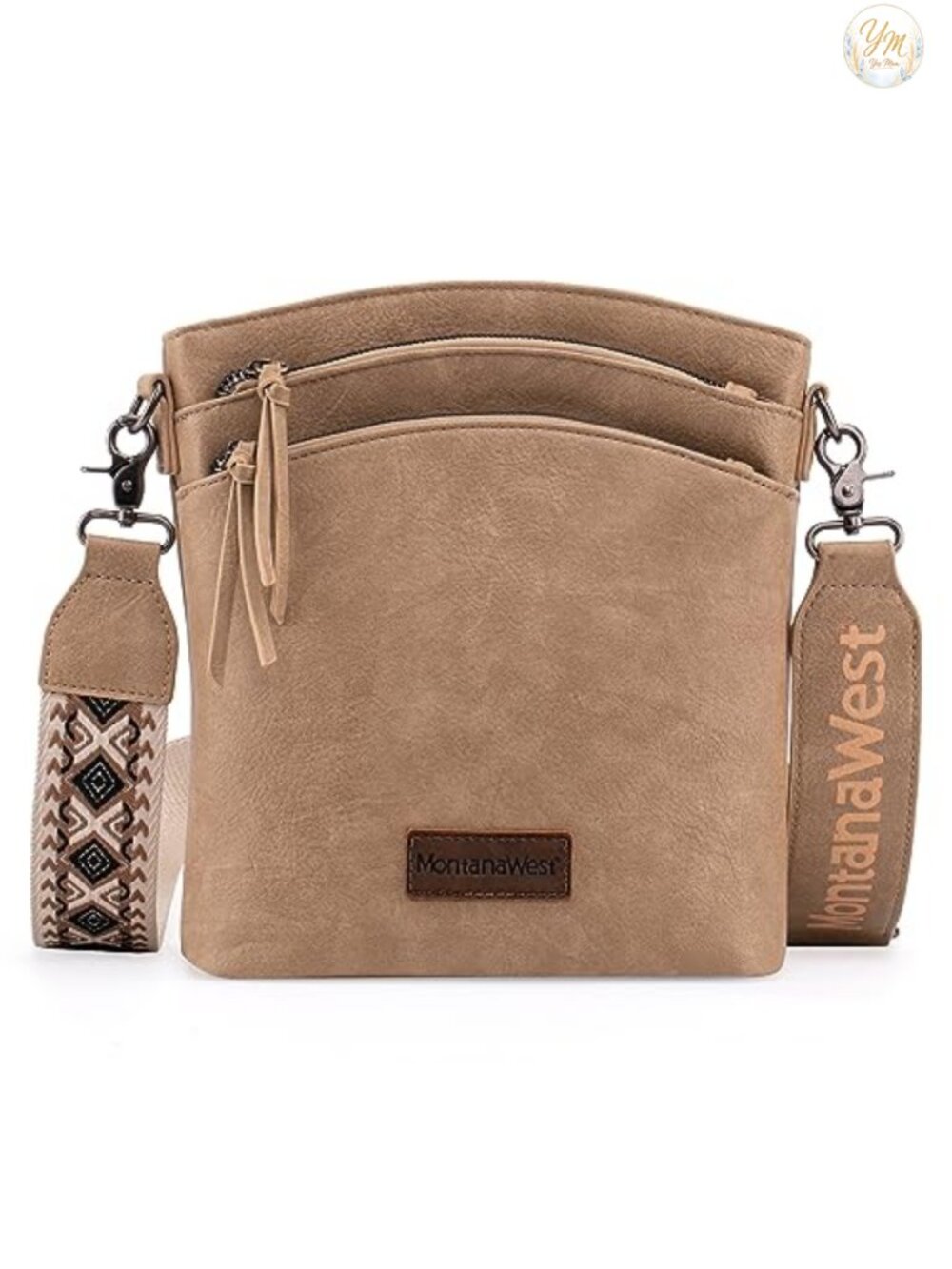 Multi Zip Pocket Crossbody Bag with Adjustable Guitar Strap